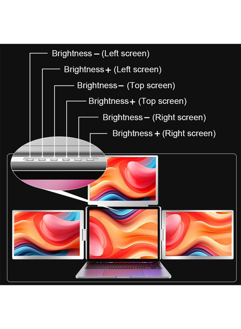 HILUKE 14" Laptop Screen Extender, FHD 1200P IPS Monitor Extender, Just 1 Cable for 3 Screens Quad Monitor, Triple Extender for 12"-17.3" Laptops, Compatible with Windows 10/11 and Mac M1/M2/M3 - Image 5